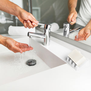 iSoapStone Silicone Soap Dish (USA Patented) Self Draining Bar Soap Holder for Shower Bathroom Sink, Drying Soap Dish Tray Sponge Holder Easy Cleaning Soap Saver Travel Accessories (Pure White, 2)